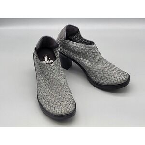 Corkys Hot Woven Stretch 3" Heel Sock Booties Silver Sz 6
